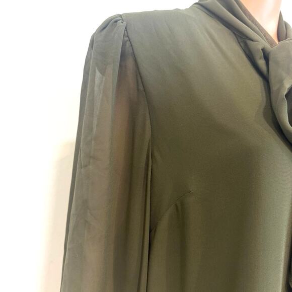 Vince Camuto XL sheer balloon sleeve bow blouse TB 3085 - Picture 7 of 10